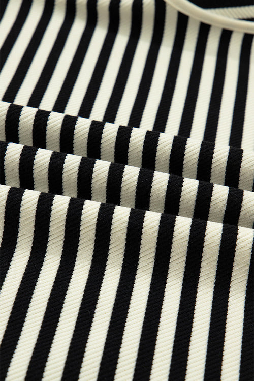 Stripe Textured Pullover Top and Mini Skirt Set